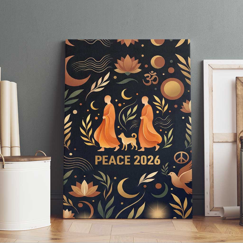 Peace 2026 Spiritual Harmony Canvas Wall Art Bohemian Celestial Mandala Illustration