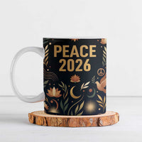 Peace 2026 Spiritual Harmony Ceramic Mug Bohemian Celestial Mandala Illustration
