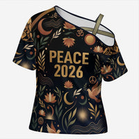 Peace 2026 Spiritual Harmony Cross Shoulder Shirt Bohemian Celestial Mandala Illustration