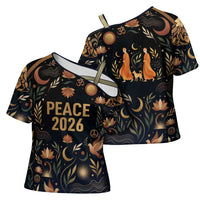 Peace 2026 Spiritual Harmony Cross Shoulder Shirt Bohemian Celestial Mandala Illustration