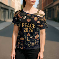 Peace 2026 Spiritual Harmony Cross Shoulder Shirt Bohemian Celestial Mandala Illustration