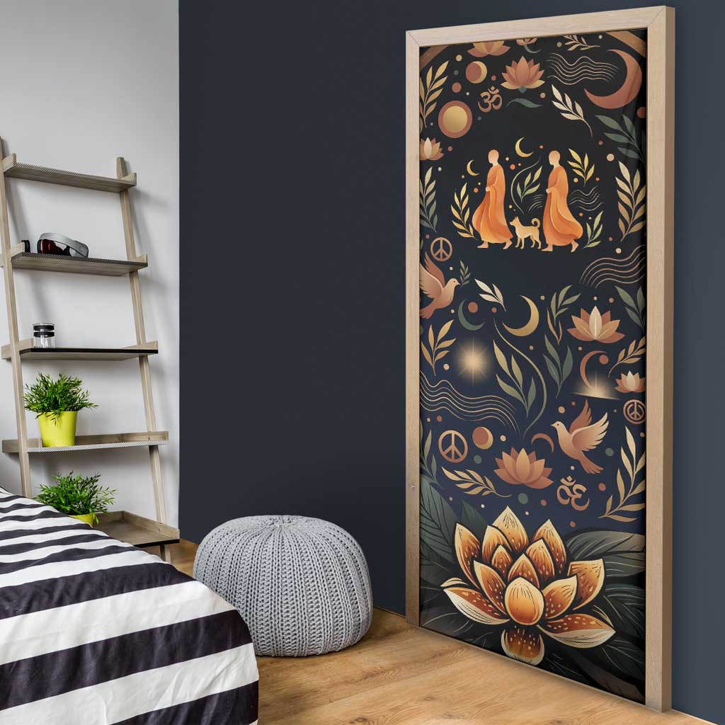 Peace 2026 Spiritual Harmony Door Cover Bohemian Celestial Mandala Illustration