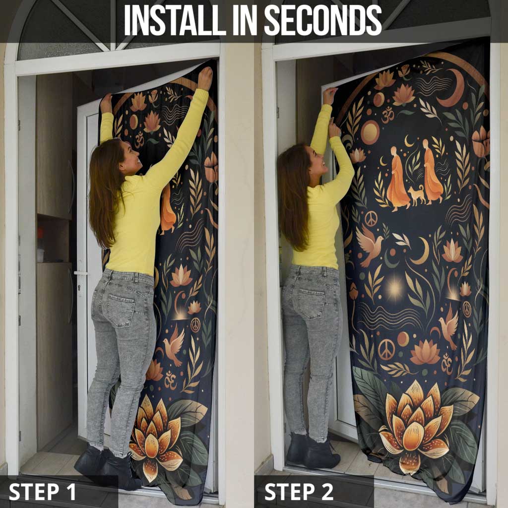 Peace 2026 Spiritual Harmony Door Cover Bohemian Celestial Mandala Illustration