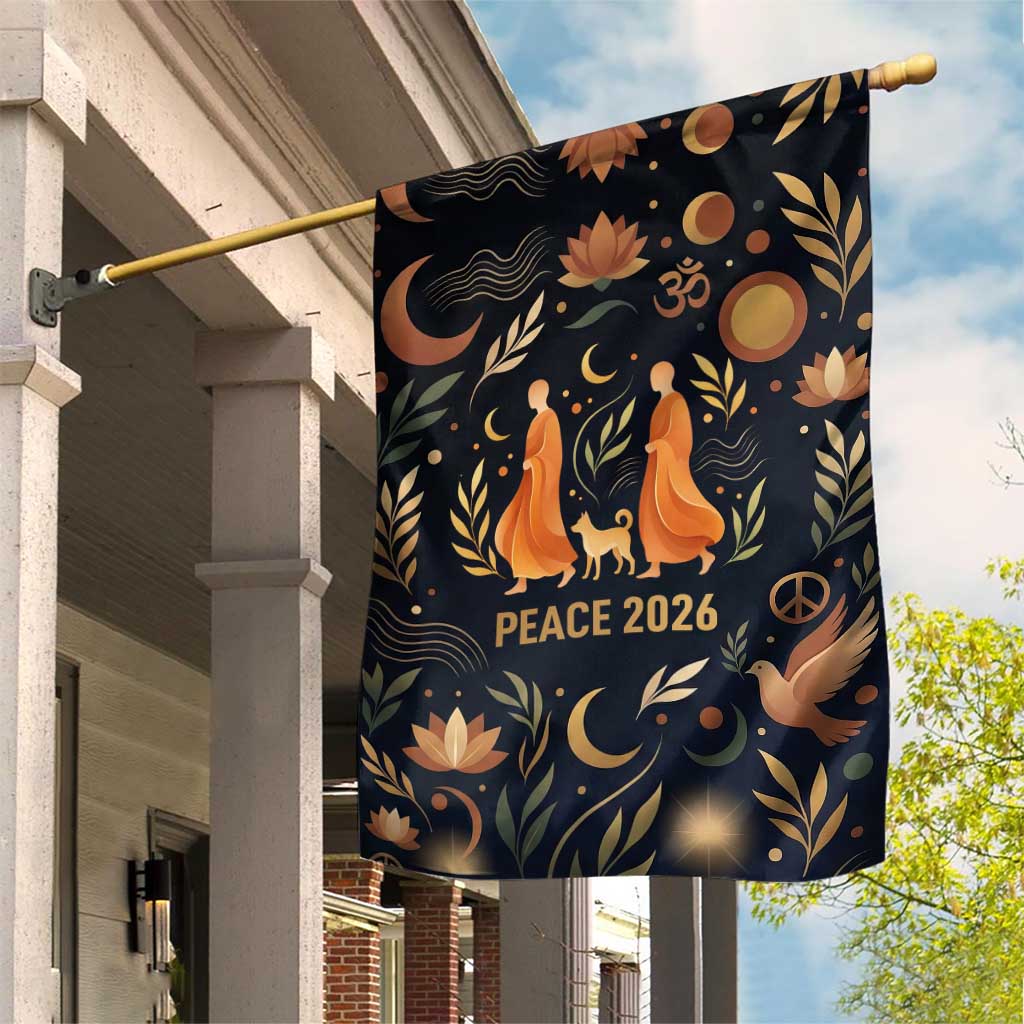 Peace 2026 Spiritual Harmony Garden Flag Bohemian Celestial Mandala Illustration