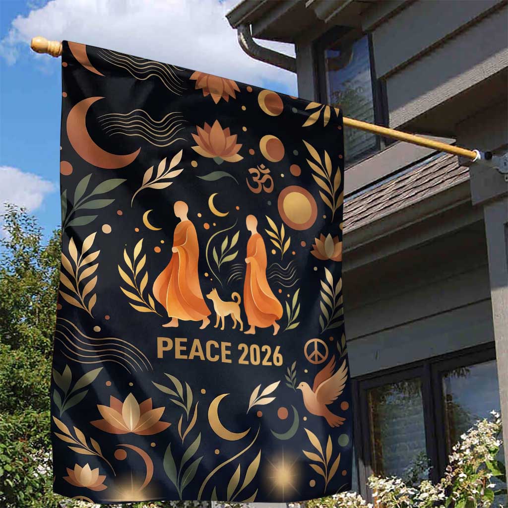 Peace 2026 Spiritual Harmony Garden Flag Bohemian Celestial Mandala Illustration