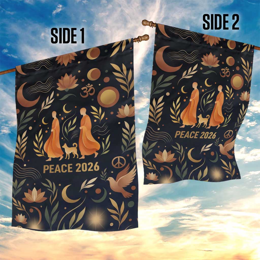 Peace 2026 Spiritual Harmony Garden Flag Bohemian Celestial Mandala Illustration