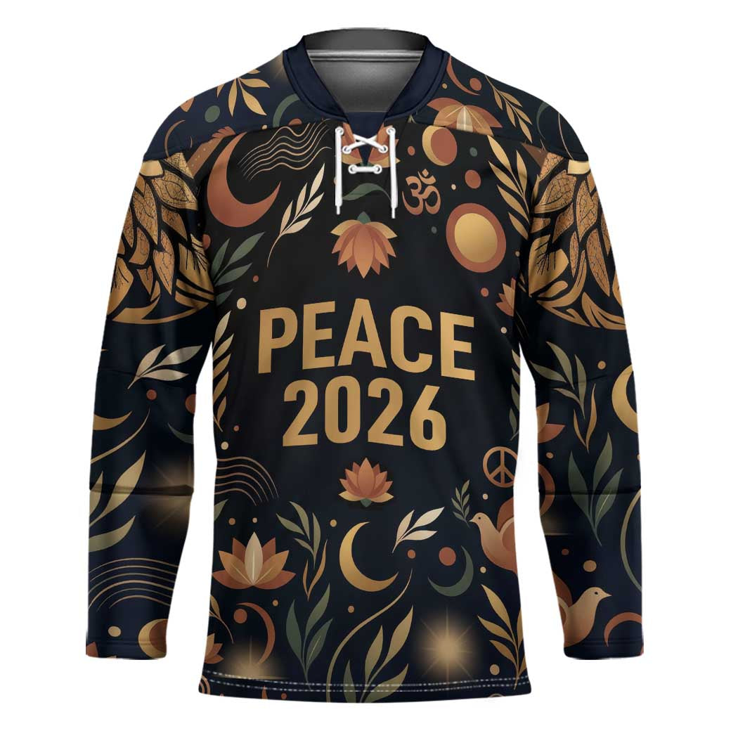 Peace 2026 Spiritual Harmony Hockey Jersey Bohemian Celestial Mandala Illustration