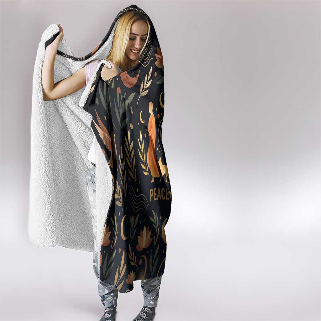 Peace 2026 Spiritual Harmony Hooded Blanket Bohemian Celestial Mandala Illustration
