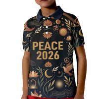 Peace 2026 Spiritual Harmony Kid Polo Shirt Bohemian Celestial Mandala Illustration