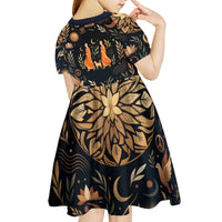 Peace 2026 Spiritual Harmony Kid Short Sleeve Dress Bohemian Celestial Mandala Illustration