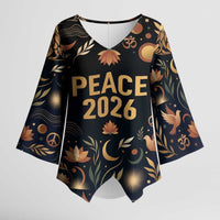 Peace 2026 Spiritual Harmony Kimono Sleeve Blouse Bohemian Celestial Mandala Illustration