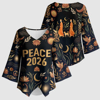 Peace 2026 Spiritual Harmony Kimono Sleeve Blouse Bohemian Celestial Mandala Illustration