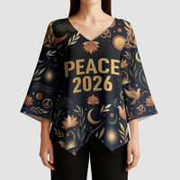 Peace 2026 Spiritual Harmony Kimono Sleeve Blouse Bohemian Celestial Mandala Illustration