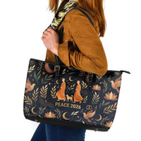Peace 2026 Spiritual Harmony Leather Tote Bag Bohemian Celestial Mandala Illustration