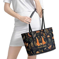 Peace 2026 Spiritual Harmony Leather Tote Bag Bohemian Celestial Mandala Illustration