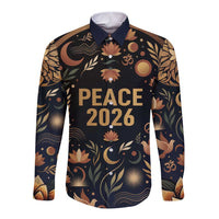 Peace 2026 Spiritual Harmony Long Sleeve Button Shirt Bohemian Celestial Mandala Illustration