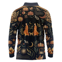 Peace 2026 Spiritual Harmony Long Sleeve Polo Shirt Bohemian Celestial Mandala Illustration