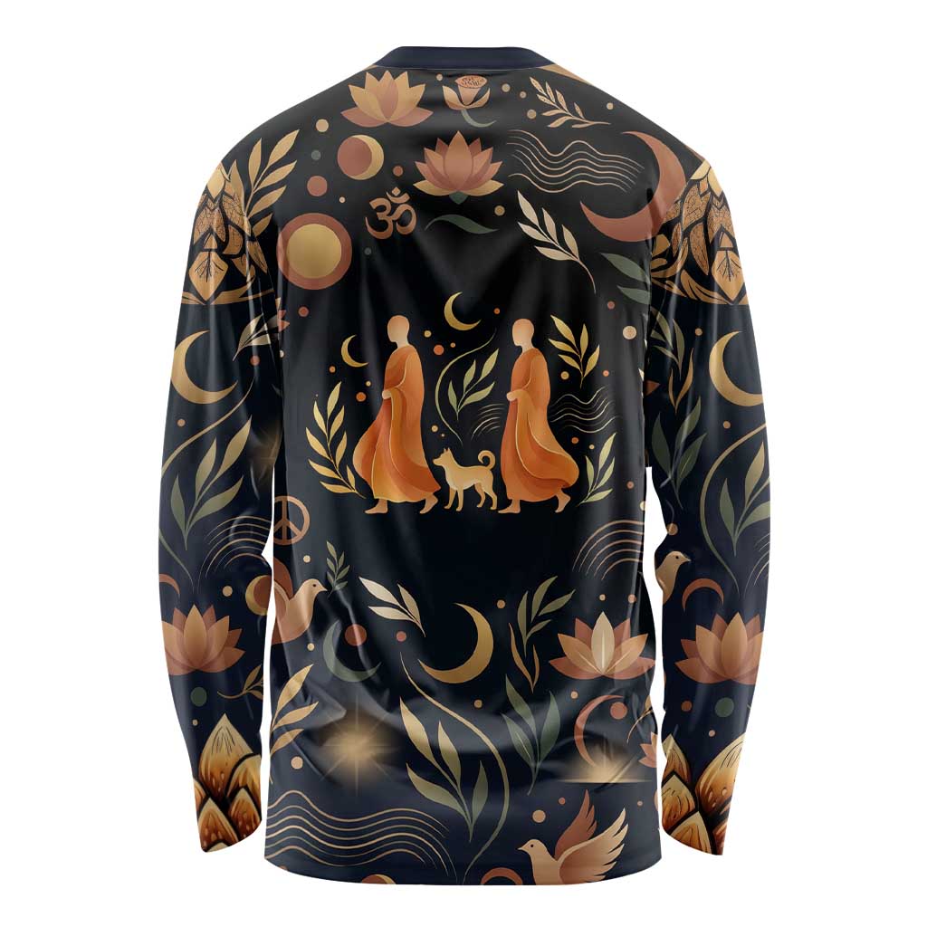 Peace 2026 Spiritual Harmony Long Sleeve Shirt Bohemian Celestial Mandala Illustration