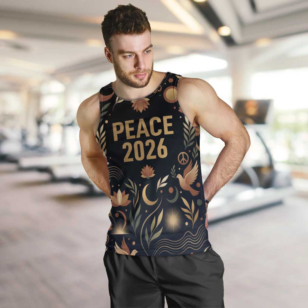 Peace 2026 Spiritual Harmony Men Tank Top Bohemian Celestial Mandala Illustration