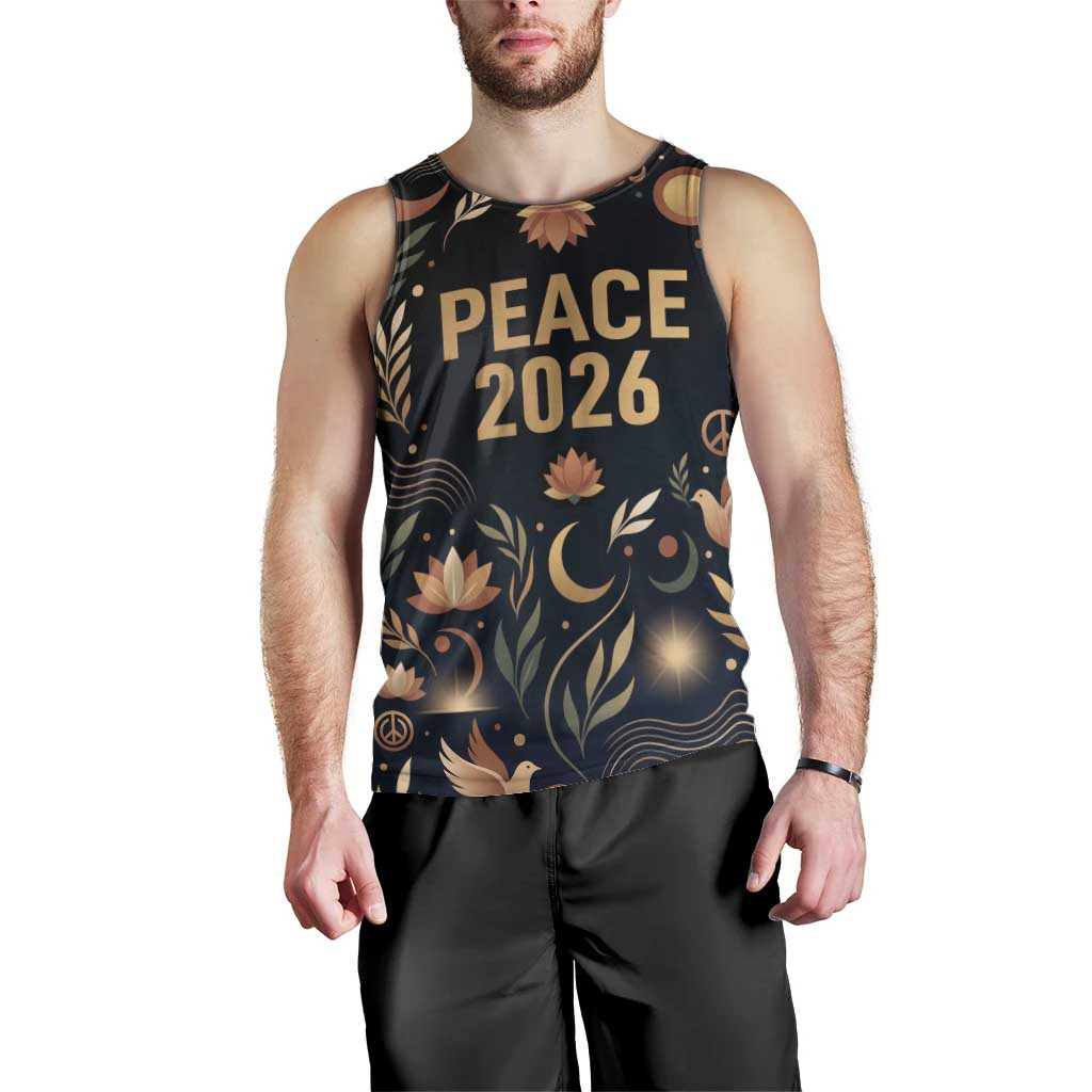 Peace 2026 Spiritual Harmony Men Tank Top Bohemian Celestial Mandala Illustration