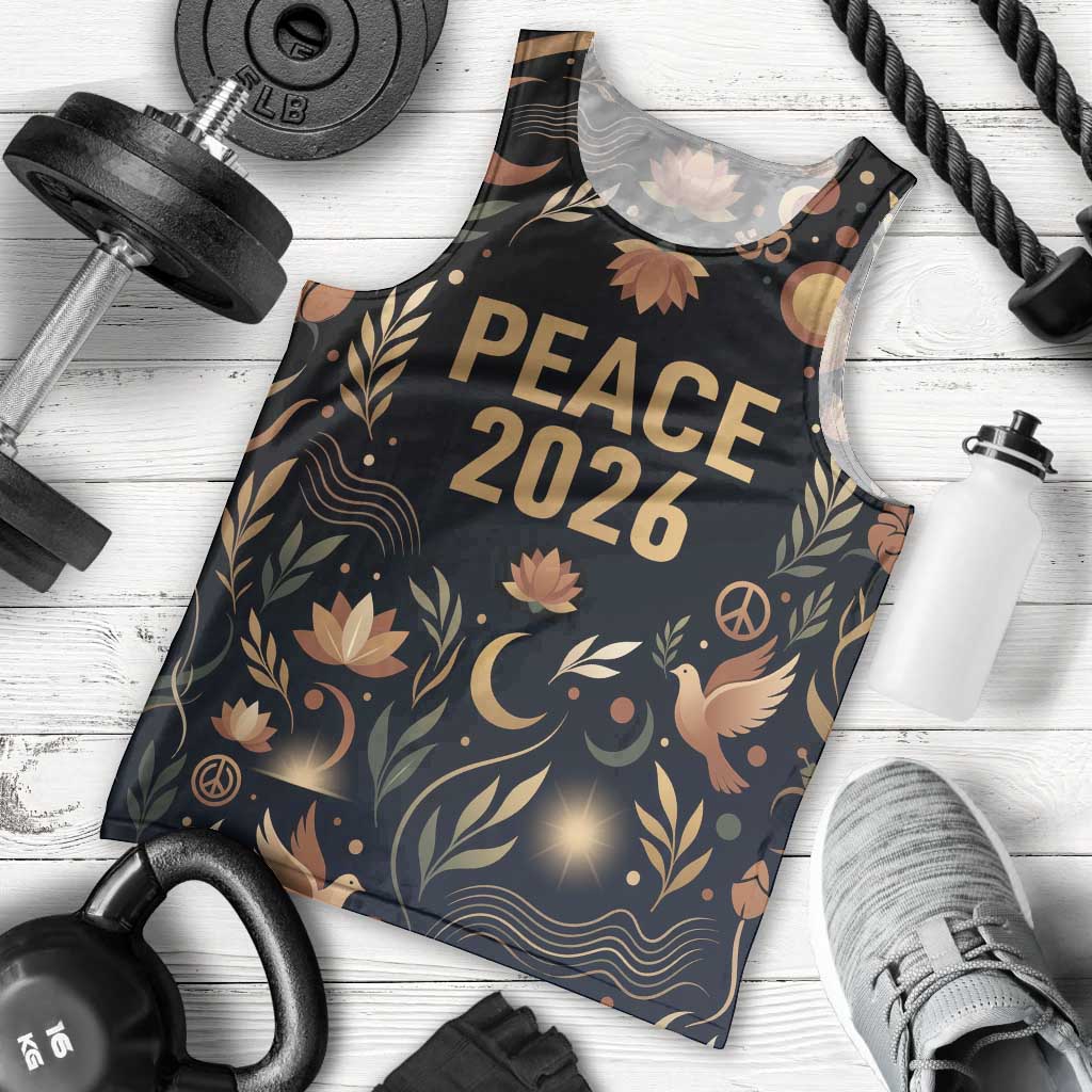 Peace 2026 Spiritual Harmony Men Tank Top Bohemian Celestial Mandala Illustration