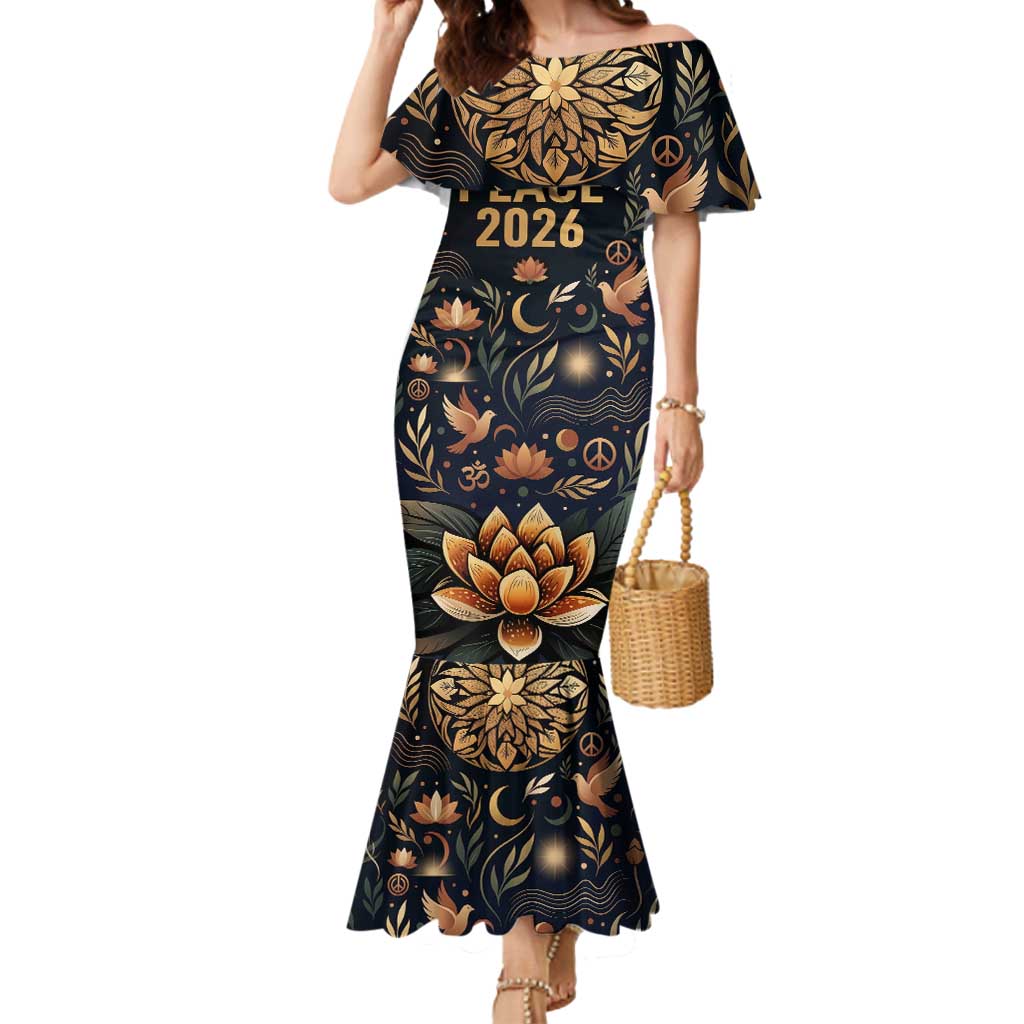 Peace 2026 Spiritual Harmony Mermaid Dress Bohemian Celestial Mandala Illustration