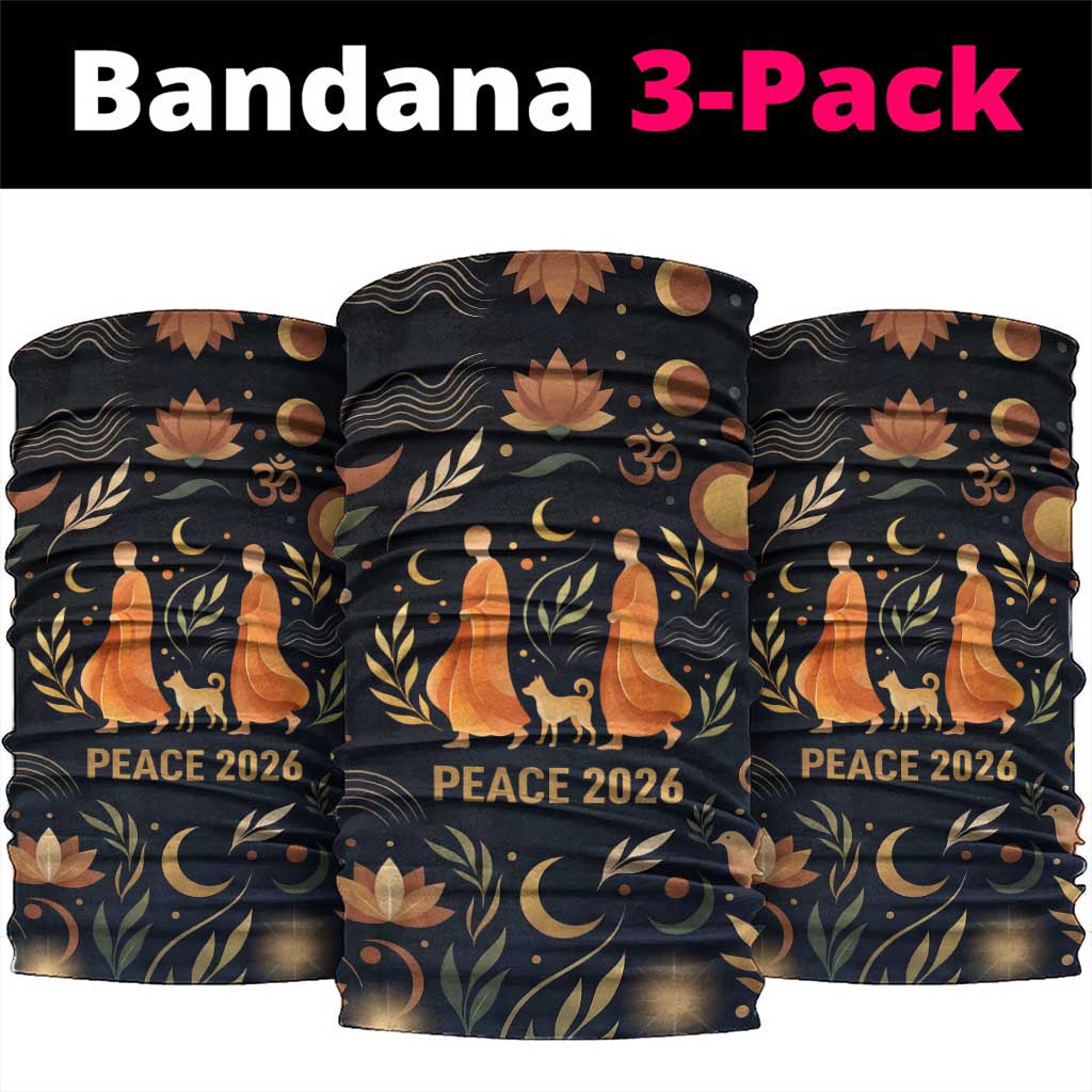 Peace 2026 Spiritual Harmony Neck Gaiter Bohemian Celestial Mandala Illustration