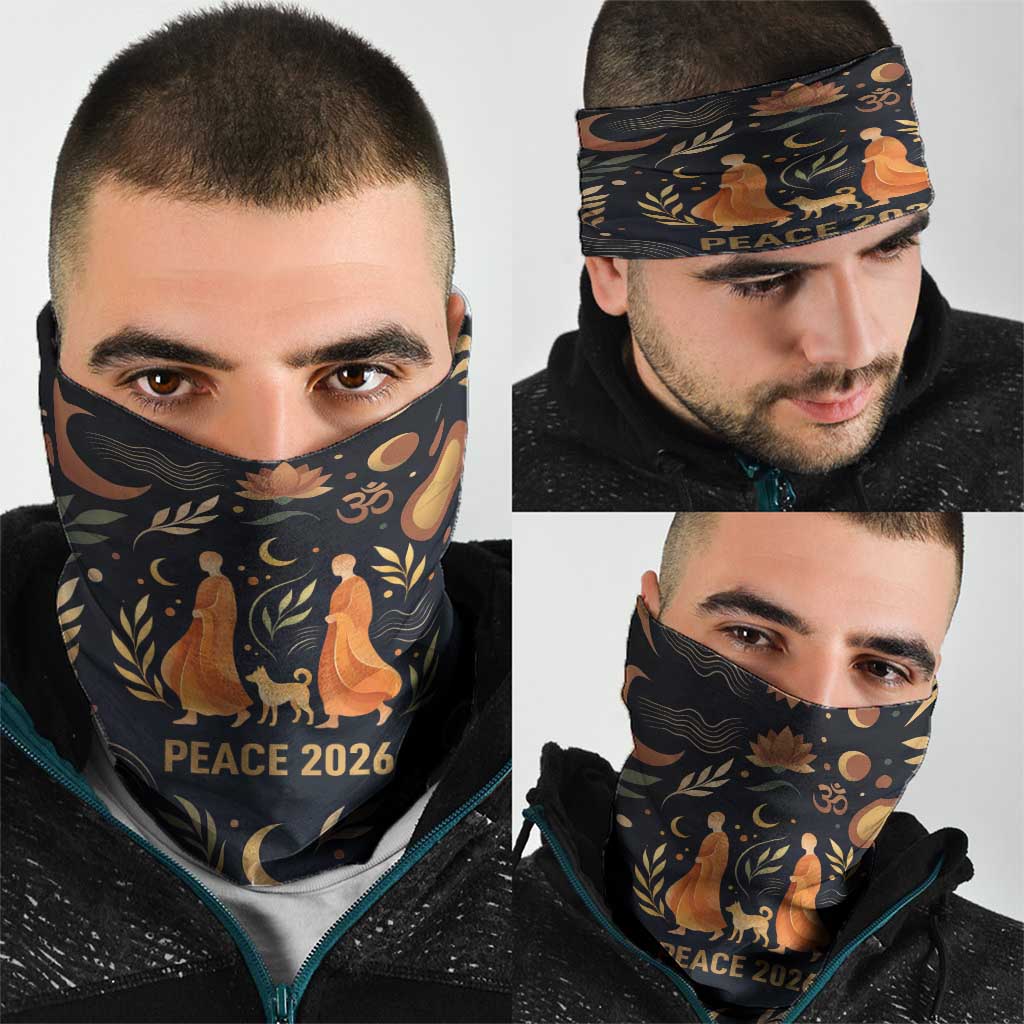 Peace 2026 Spiritual Harmony Neck Gaiter Bohemian Celestial Mandala Illustration