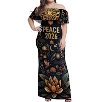 Peace 2026 Spiritual Harmony Off Shoulder Maxi Dress Bohemian Celestial Mandala Illustration