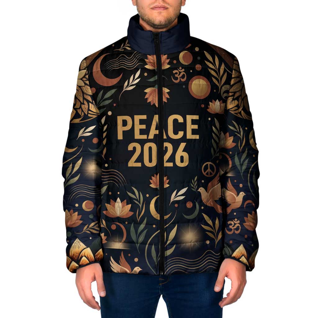 Peace 2026 Spiritual Harmony Padded Jacket Bohemian Celestial Mandala Illustration