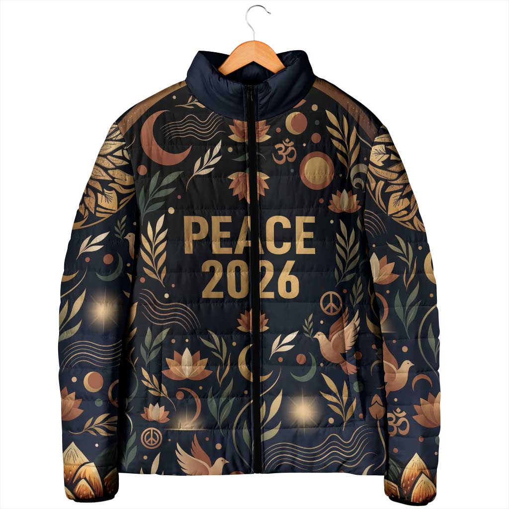 Peace 2026 Spiritual Harmony Padded Jacket Bohemian Celestial Mandala Illustration