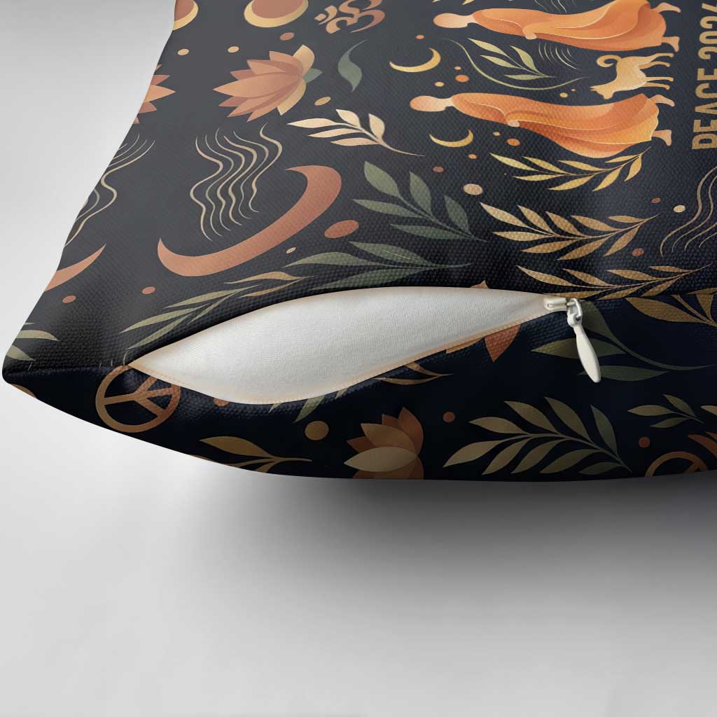 Peace 2026 Spiritual Harmony Pillow Cover Bohemian Celestial Mandala Illustration