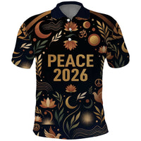 Peace 2026 Spiritual Harmony Polo Shirt Bohemian Celestial Mandala Illustration