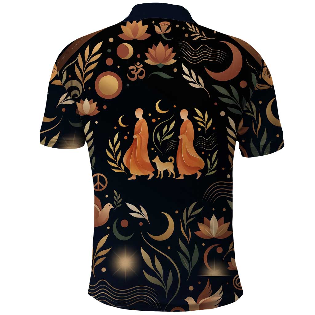 Peace 2026 Spiritual Harmony Polo Shirt Bohemian Celestial Mandala Illustration