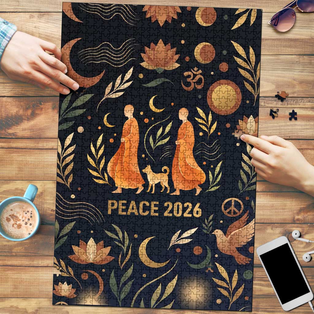 Peace 2026 Spiritual Harmony Puzzle Bohemian Celestial Mandala Illustration