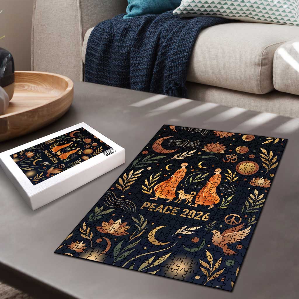 Peace 2026 Spiritual Harmony Puzzle Bohemian Celestial Mandala Illustration