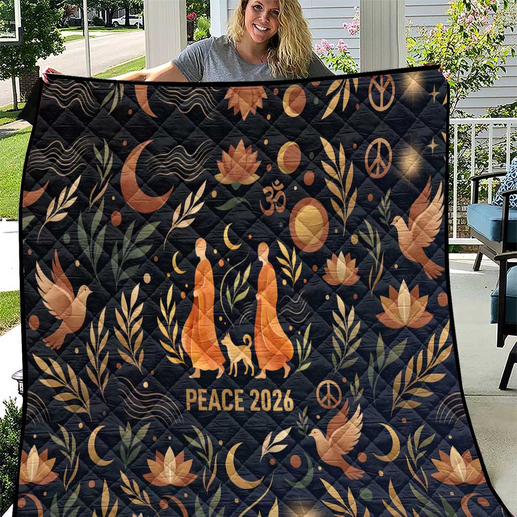Peace 2026 Spiritual Harmony Quilt Bohemian Celestial Mandala Illustration
