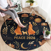 Peace 2026 Spiritual Harmony Round Carpet Bohemian Celestial Mandala Illustration