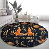 Peace 2026 Spiritual Harmony Round Carpet Bohemian Celestial Mandala Illustration