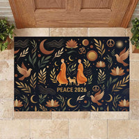 Peace 2026 Spiritual Harmony Rubber Doormat Bohemian Celestial Mandala Illustration