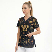 Peace 2026 Spiritual Harmony Scrub Top Bohemian Celestial Mandala Illustration