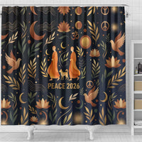 Peace 2026 Spiritual Harmony Shower Curtain Bohemian Celestial Mandala Illustration