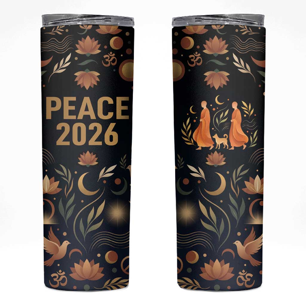 Peace 2026 Spiritual Harmony Skinny Tumbler Bohemian Celestial Mandala Illustration