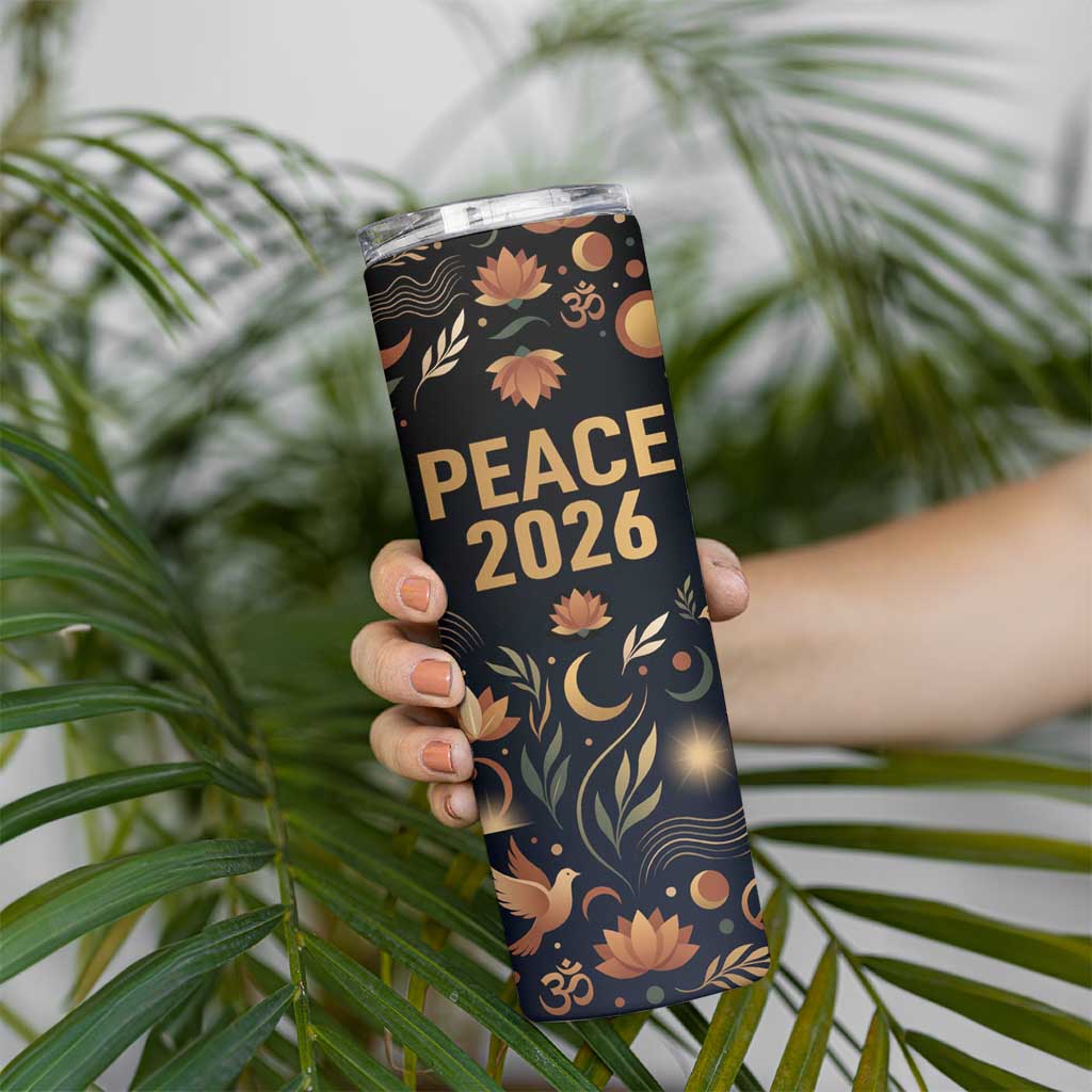 Peace 2026 Spiritual Harmony Skinny Tumbler Bohemian Celestial Mandala Illustration