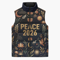 Peace 2026 Spiritual Harmony Sleeveless Puffer Jacket Bohemian Celestial Mandala Illustration