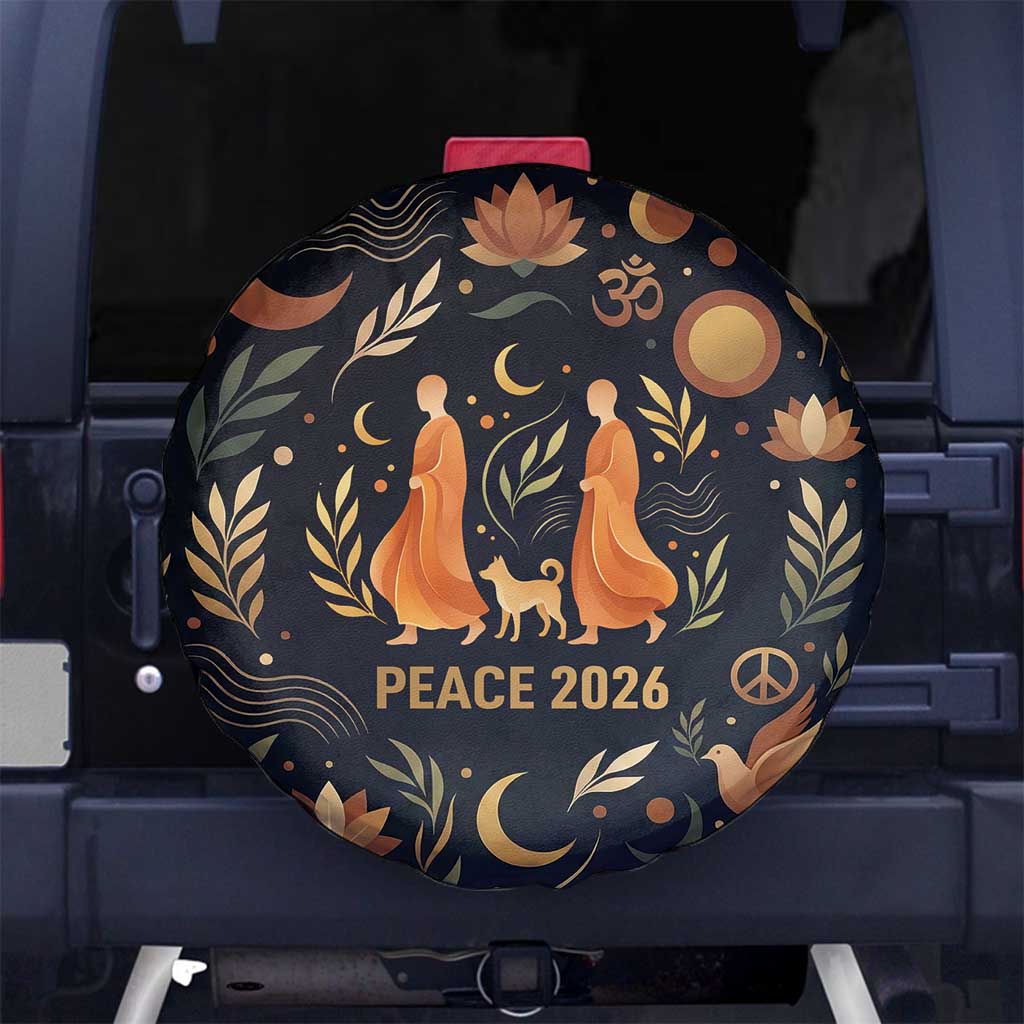 Peace 2026 Spiritual Harmony Spare Tire Cover Bohemian Celestial Mandala Illustration