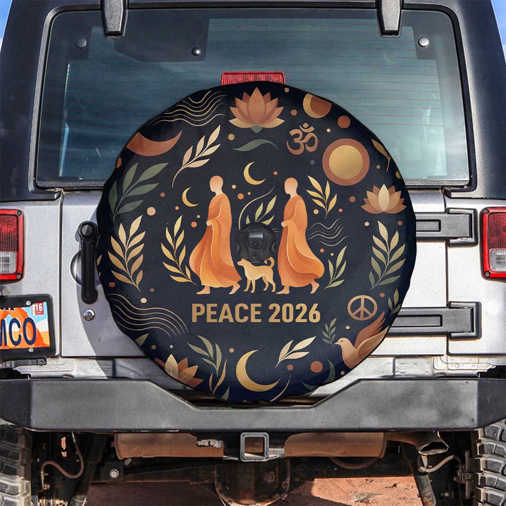 Peace 2026 Spiritual Harmony Spare Tire Cover Bohemian Celestial Mandala Illustration
