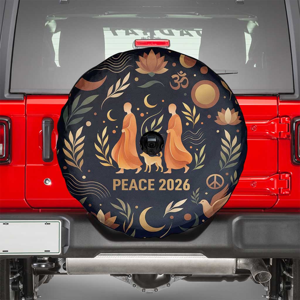 Peace 2026 Spiritual Harmony Spare Tire Cover Bohemian Celestial Mandala Illustration