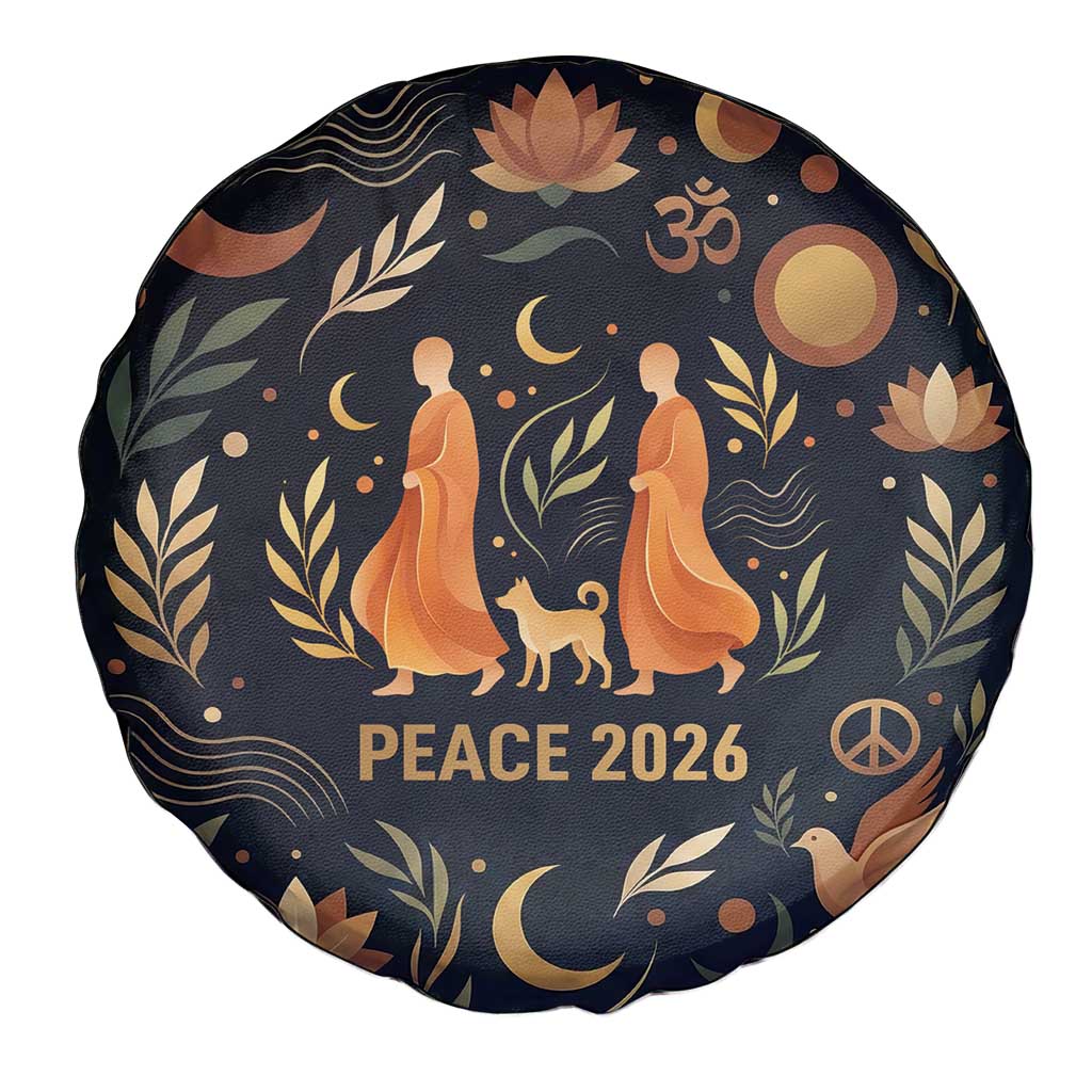 Peace 2026 Spiritual Harmony Spare Tire Cover Bohemian Celestial Mandala Illustration