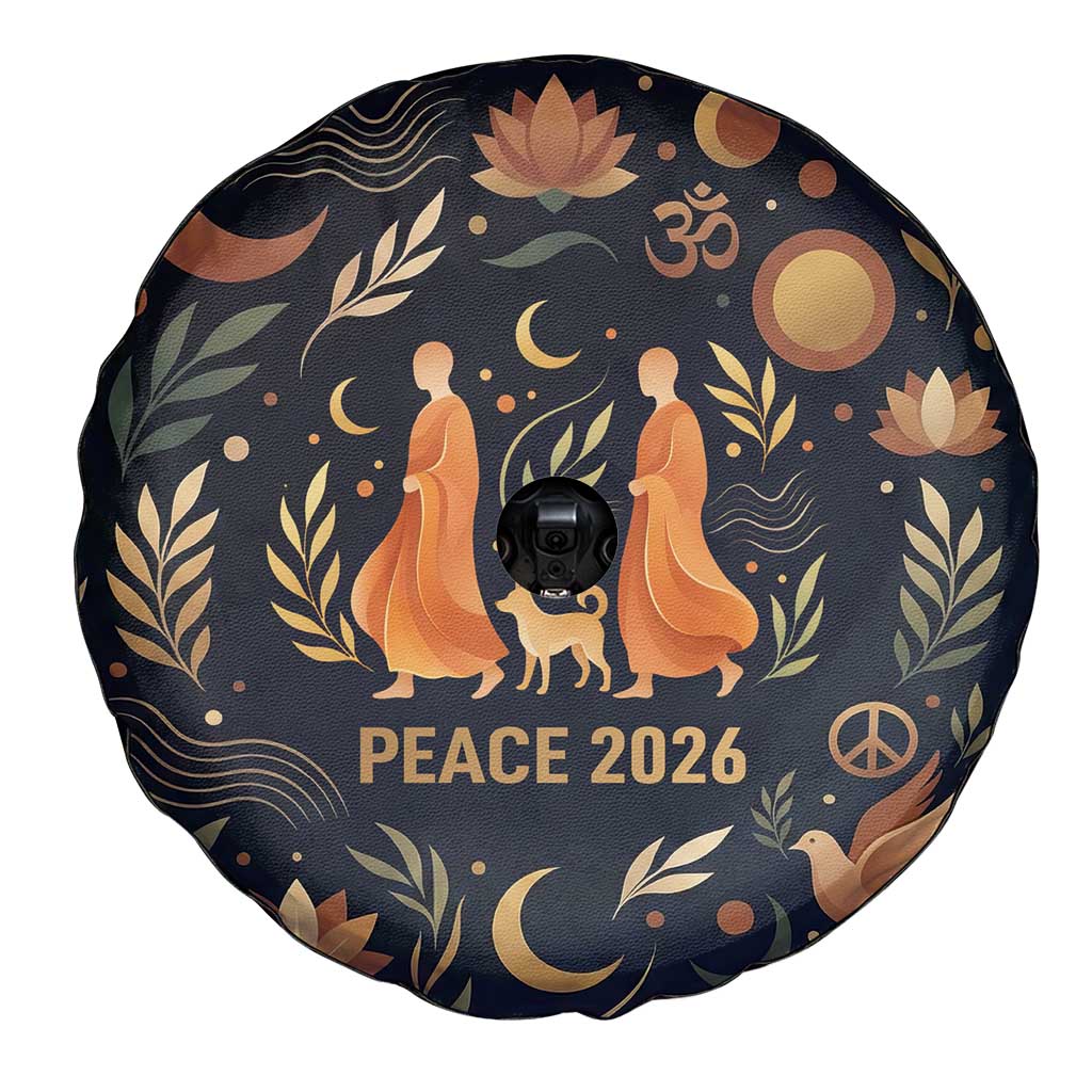 Peace 2026 Spiritual Harmony Spare Tire Cover Bohemian Celestial Mandala Illustration